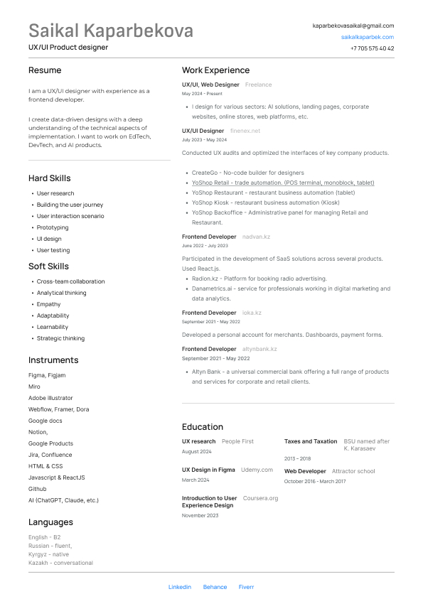 Resume in English