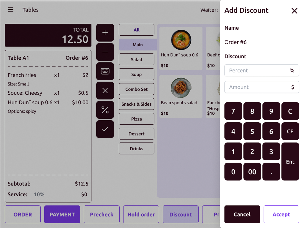 YoShop Restaurant - menu management